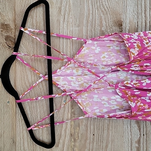 Anthropologie XSmall Pink Floral Semi Sheer Mini Dress NWT - Picture 7 of 8